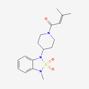 molecular formula C17H23N3O3S B2559624 3-methyl-1-(4-(3-methyl-2,2-dioxidobenzo[c][1,2,5]thiadiazol-1(3H)-yl)piperidin-1-yl)but-2-en-1-one CAS No. 2034415-74-0