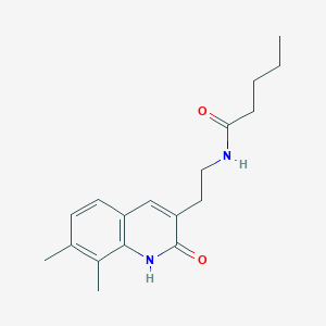 B2559628 N-[2-(7,8-dimethyl-2-oxo-1H-quinolin-3-yl)ethyl]pentanamide CAS No. 851407-43-7