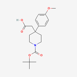 molecular formula C19H27NO5 B2559630 2-[1-(tert-Butoxycarbonyl)-4-(4-methoxyphenyl)piperidin-4-yl]acetic acid CAS No. 796112-42-0
