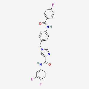 molecular formula C24H17F3N4O2 B2559640 N-(3,4-difluorophenyl)-1-(4-(4-fluorobenzamido)benzyl)-1H-imidazole-4-carboxamide CAS No. 1251657-75-6