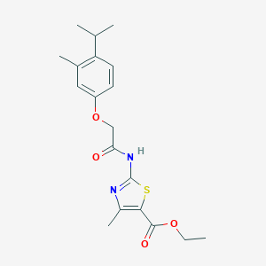 molecular formula C19H24N2O4S B255965 ETHYL 4-METHYL-2-{2-[3-METHYL-4-(PROPAN-2-YL)PHENOXY]ACETAMIDO}-1,3-THIAZOLE-5-CARBOXYLATE 