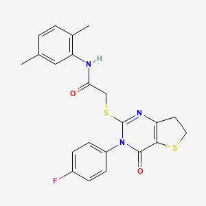 molecular formula C22H20FN3O2S2 B2559694 N-(2,5-dimethylphenyl)-2-((3-(4-fluorophenyl)-4-oxo-3,4,6,7-tetrahydrothieno[3,2-d]pyrimidin-2-yl)thio)acetamide CAS No. 687561-30-4