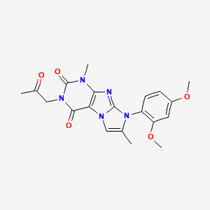 molecular formula C20H21N5O5 B2559699 8-(2,4-dimethoxyphenyl)-1,7-dimethyl-3-(2-oxopropyl)-1H-imidazo[2,1-f]purine-2,4(3H,8H)-dione CAS No. 896303-56-3