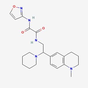 molecular formula C22H29N5O3 B2559702 N'-[2-(1-methyl-1,2,3,4-tetrahydroquinolin-6-yl)-2-(piperidin-1-yl)ethyl]-N-(1,2-oxazol-3-yl)ethanediamide CAS No. 921902-72-9