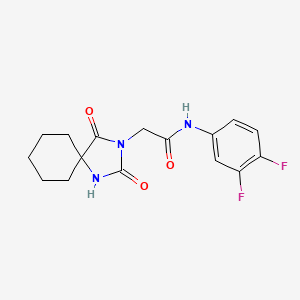molecular formula C16H17F2N3O3 B2559734 N-(3,4-difluorophenyl)-2-(2,4-dioxo-1,3-diazaspiro[4.5]decan-3-yl)acetamide CAS No. 742116-09-2