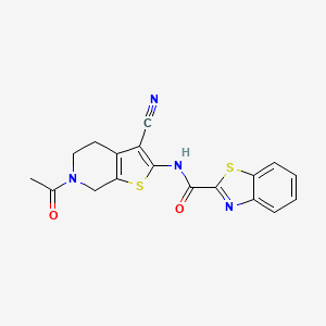 molecular formula C18H14N4O2S2 B2559738 N-(6-acetyl-3-cyano-4,5,6,7-tetrahydrothieno[2,3-c]pyridin-2-yl)benzo[d]thiazole-2-carboxamide CAS No. 864858-63-9