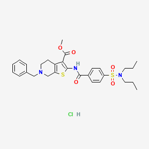 molecular formula C29H36ClN3O5S2 B2559744 methyl 6-benzyl-2-(4-(N,N-dipropylsulfamoyl)benzamido)-4,5,6,7-tetrahydrothieno[2,3-c]pyridine-3-carboxylate hydrochloride CAS No. 1216703-23-9