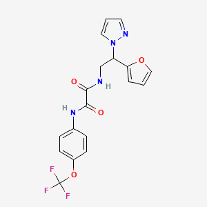 molecular formula C18H15F3N4O4 B2559765 N-[2-(furan-2-yl)-2-(1H-pyrazol-1-yl)ethyl]-N'-[4-(trifluoromethoxy)phenyl]ethanediamide CAS No. 2034255-60-0