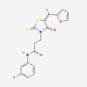 (E)-N-(3-fluorophenyl)-3-(5-(furan-2-ylmethylene)-4-oxo-2-thioxothiazolidin-3-yl)propanamide