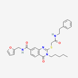 molecular formula C29H32N4O4S B2559793 N-[(furan-2-yl)methyl]-4-oxo-3-pentyl-2-({[(2-phenylethyl)carbamoyl]methyl}sulfanyl)-3,4-dihydroquinazoline-7-carboxamide CAS No. 422531-52-0