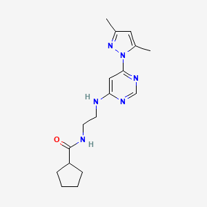 N-(2-((6-(3,5-dimethyl-1H-pyrazol-1-yl)pyrimidin-4-yl)amino)ethyl)cyclopentanecarboxamide
