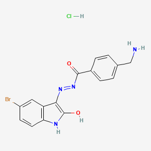 B2559847 4-(Aminomethyl)-N'-[(3Z)-5-bromo-2-oxo-2,3-dihydro-1H-indol-3-ylidene]benzohydrazide hydrochloride CAS No. 2060523-50-2