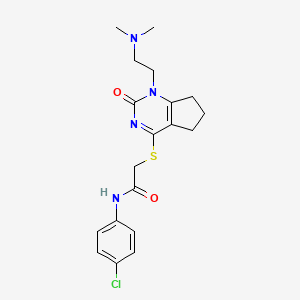 molecular formula C19H23ClN4O2S B2559882 N-(4-chlorophenyl)-2-({1-[2-(dimethylamino)ethyl]-2-oxo-1H,2H,5H,6H,7H-cyclopenta[d]pyrimidin-4-yl}sulfanyl)acetamide CAS No. 932961-42-7