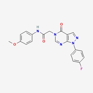 molecular formula C20H16FN5O3 B2559901 2-[1-(4-fluorophenyl)-4-oxo-1H,4H,5H-pyrazolo[3,4-d]pyrimidin-5-yl]-N-(4-methoxyphenyl)acetamide CAS No. 852450-49-8