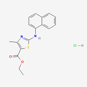 molecular formula C17H17ClN2O2S B2559912 Ethyl 5-methyl-3-(naphthylamino)-2,4-thiazolecarboxylate, hydrochloride CAS No. 1274904-24-3