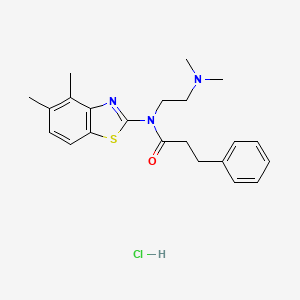 molecular formula C22H28ClN3OS B2559962 N-(2-(dimethylamino)ethyl)-N-(4,5-dimethylbenzo[d]thiazol-2-yl)-3-phenylpropanamide hydrochloride CAS No. 1216818-40-4