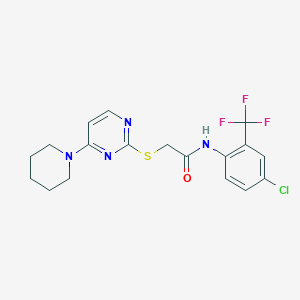 molecular formula C18H18ClF3N4OS B2559979 N-(4-chloro-2-(trifluoromethyl)phenyl)-2-((4-(piperidin-1-yl)pyrimidin-2-yl)thio)acetamide CAS No. 1251625-58-7