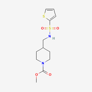 molecular formula C12H18N2O4S2 B2560054 Methyl 4-((thiophene-2-sulfonamido)methyl)piperidine-1-carboxylate CAS No. 1235280-16-6