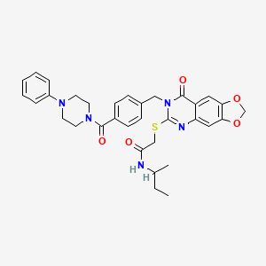 molecular formula C33H35N5O5S B2560100 N-(butan-2-yl)-2-[(8-oxo-7-{[4-(4-phenylpiperazine-1-carbonyl)phenyl]methyl}-2H,7H,8H-[1,3]dioxolo[4,5-g]quinazolin-6-yl)sulfanyl]acetamide CAS No. 689759-06-6