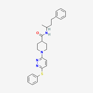 molecular formula C26H30N4OS B2560101 N-(4-phenylbutan-2-yl)-1-[6-(phenylsulfanyl)pyridazin-3-yl]piperidine-4-carboxamide CAS No. 1223920-77-1