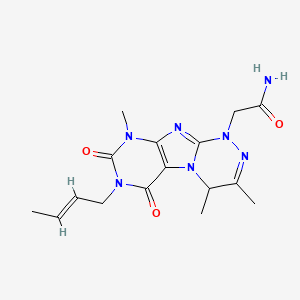 molecular formula C16H21N7O3 B2560103 2-{7-[(2E)-but-2-en-1-yl]-3,4,9-trimethyl-6,8-dioxo-1H,4H,6H,7H,8H,9H-[1,2,4]triazino[4,3-g]purin-1-yl}acetamide CAS No. 941182-83-8