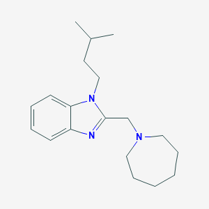 molecular formula C19H29N3 B256011 2-[(azepan-1-yl)methyl]-1-(3-methylbutyl)-1H-1,3-benzodiazole 