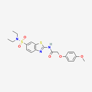 molecular formula C20H23N3O5S2 B2560131 N-[6-(diethylsulfamoyl)-1,3-benzothiazol-2-yl]-2-(4-methoxyphenoxy)acetamide CAS No. 781656-72-2