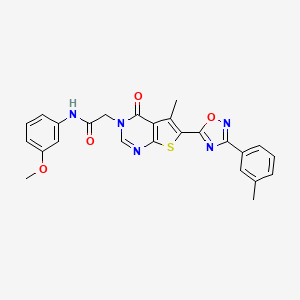molecular formula C25H21N5O4S B2560162 N-(3-methoxyphenyl)-2-(5-methyl-4-oxo-6-(3-(m-tolyl)-1,2,4-oxadiazol-5-yl)thieno[2,3-d]pyrimidin-3(4H)-yl)acetamide CAS No. 1296338-09-4