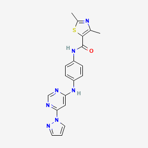 N-(4-((6-(1H-pyrazol-1-yl)pyrimidin-4-yl)amino)phenyl)-2,4-dimethylthiazole-5-carboxamide