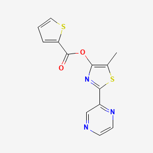 molecular formula C13H9N3O2S2 B2560209 5-Methyl-2-(2-pyrazinyl)-1,3-thiazol-4-yl 2-thiophenecarboxylate CAS No. 338409-37-3