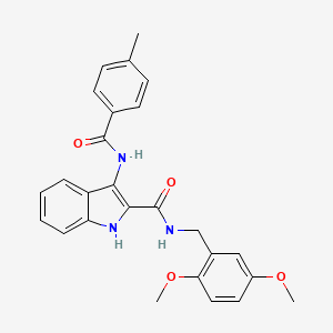 B2560222 N-[(2,5-dimethoxyphenyl)methyl]-3-(4-methylbenzamido)-1H-indole-2-carboxamide CAS No. 1030126-61-4