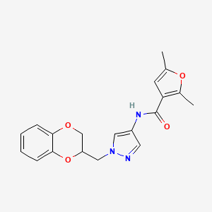 molecular formula C19H19N3O4 B2560251 N-(1-((2,3-dihydrobenzo[b][1,4]dioxin-2-yl)methyl)-1H-pyrazol-4-yl)-2,5-dimethylfuran-3-carboxamide CAS No. 1797553-21-9