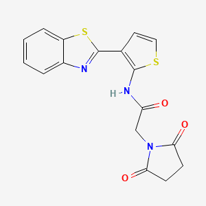 molecular formula C17H13N3O3S2 B2560253 N-[3-(1,3-benzothiazol-2-yl)thiophen-2-yl]-2-(2,5-dioxopyrrolidin-1-yl)acetamide CAS No. 923465-37-6