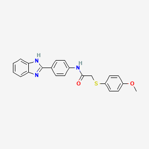 molecular formula C22H19N3O2S B2560258 N-(4-(1H-benzo[d]imidazol-2-yl)phenyl)-2-((4-methoxyphenyl)thio)acetamide CAS No. 941907-63-7