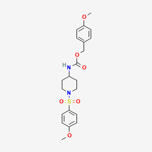 molecular formula C21H26N2O6S B2560260 4-methoxybenzyl N-{1-[(4-methoxyphenyl)sulfonyl]-4-piperidinyl}carbamate CAS No. 551920-87-7