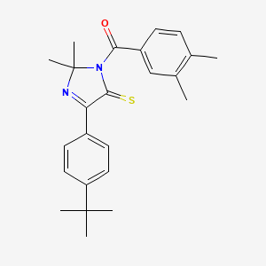 molecular formula C24H28N2OS B2560279 4-(4-tert-butylphenyl)-1-(3,4-dimethylbenzoyl)-2,2-dimethyl-2,5-dihydro-1H-imidazole-5-thione CAS No. 1223794-95-3