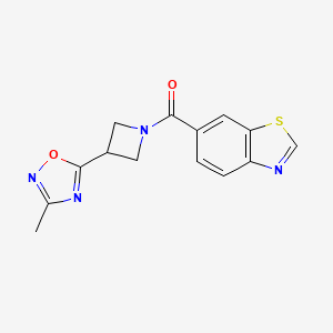 molecular formula C14H12N4O2S B2560291 Benzo[d]thiazol-6-yl(3-(3-methyl-1,2,4-oxadiazol-5-yl)azetidin-1-yl)methanone CAS No. 1324661-30-4