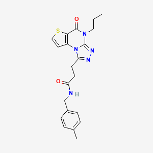 molecular formula C21H23N5O2S B2560301 N-(4-methylbenzyl)-3-(5-oxo-4-propyl-4,5-dihydrothieno[2,3-e][1,2,4]triazolo[4,3-a]pyrimidin-1-yl)propanamide CAS No. 1189976-61-1