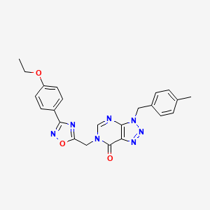 molecular formula C23H21N7O3 B2560311 6-{[3-(4-ethoxyphenyl)-1,2,4-oxadiazol-5-yl]methyl}-3-[(4-methylphenyl)methyl]-3H,6H,7H-[1,2,3]triazolo[4,5-d]pyrimidin-7-one CAS No. 1207014-16-1