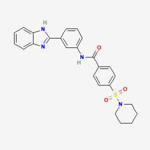molecular formula C25H24N4O3S B2560322 N-(3-(1H-benzo[d]imidazol-2-yl)phenyl)-4-(piperidin-1-ylsulfonyl)benzamide CAS No. 361172-99-8