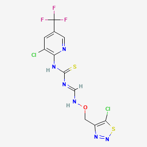 molecular formula C11H7Cl2F3N6OS2 B2560327 N-((((5-Chloro-1,2,3-thiadiazol-4-yl)methoxy)amino)methylene)-N'-(3-chloro-5-(trifluoromethyl)-2-pyridinyl)thiourea CAS No. 477885-60-2