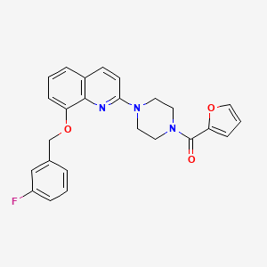 (4-(8-((3-Fluorobenzyl)oxy)quinolin-2-yl)piperazin-1-yl)(furan-2-yl)methanone