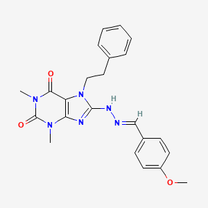(E)-8-(2-(4-methoxybenzylidene)hydrazinyl)-1,3-dimethyl-7-phenethyl-1H-purine-2,6(3H,7H)-dione