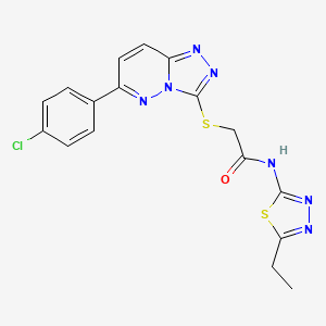 molecular formula C17H14ClN7OS2 B2560345 2-((6-(4-chlorophenyl)-[1,2,4]triazolo[4,3-b]pyridazin-3-yl)thio)-N-(5-ethyl-1,3,4-thiadiazol-2-yl)acetamide CAS No. 894041-54-4