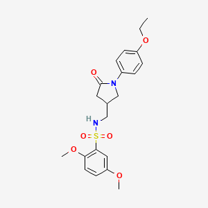 molecular formula C21H26N2O6S B2560347 N-((1-(4-ethoxyphenyl)-5-oxopyrrolidin-3-yl)methyl)-2,5-dimethoxybenzenesulfonamide CAS No. 954713-71-4
