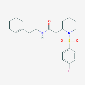 N-(2-(cyclohex-1-en-1-yl)ethyl)-2-(1-((4-fluorophenyl)sulfonyl)piperidin-2-yl)acetamide