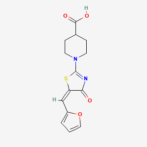 1-[(5E)-5-(furan-2-ylmethylidene)-4-oxo-1,3-thiazol-2-yl]piperidine-4-carboxylic acid