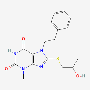 8-((2-hydroxypropyl)thio)-3-methyl-7-phenethyl-1H-purine-2,6(3H,7H)-dione
