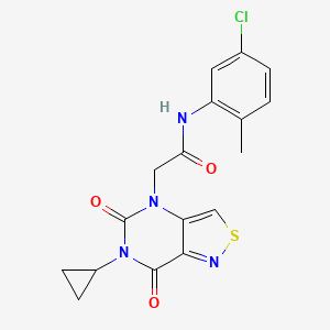 molecular formula C17H15ClN4O3S B2560371 N-(5-chloro-2-methylphenyl)-2-{6-cyclopropyl-5,7-dioxo-4H,5H,6H,7H-[1,2]thiazolo[4,3-d]pyrimidin-4-yl}acetamide CAS No. 1251628-09-7