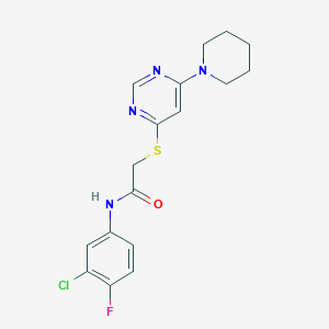 molecular formula C17H18ClFN4OS B2560394 N-(3-chloro-4-fluorophenyl)-2-{[6-(piperidin-1-yl)pyrimidin-4-yl]sulfanyl}acetamide CAS No. 1203354-38-4